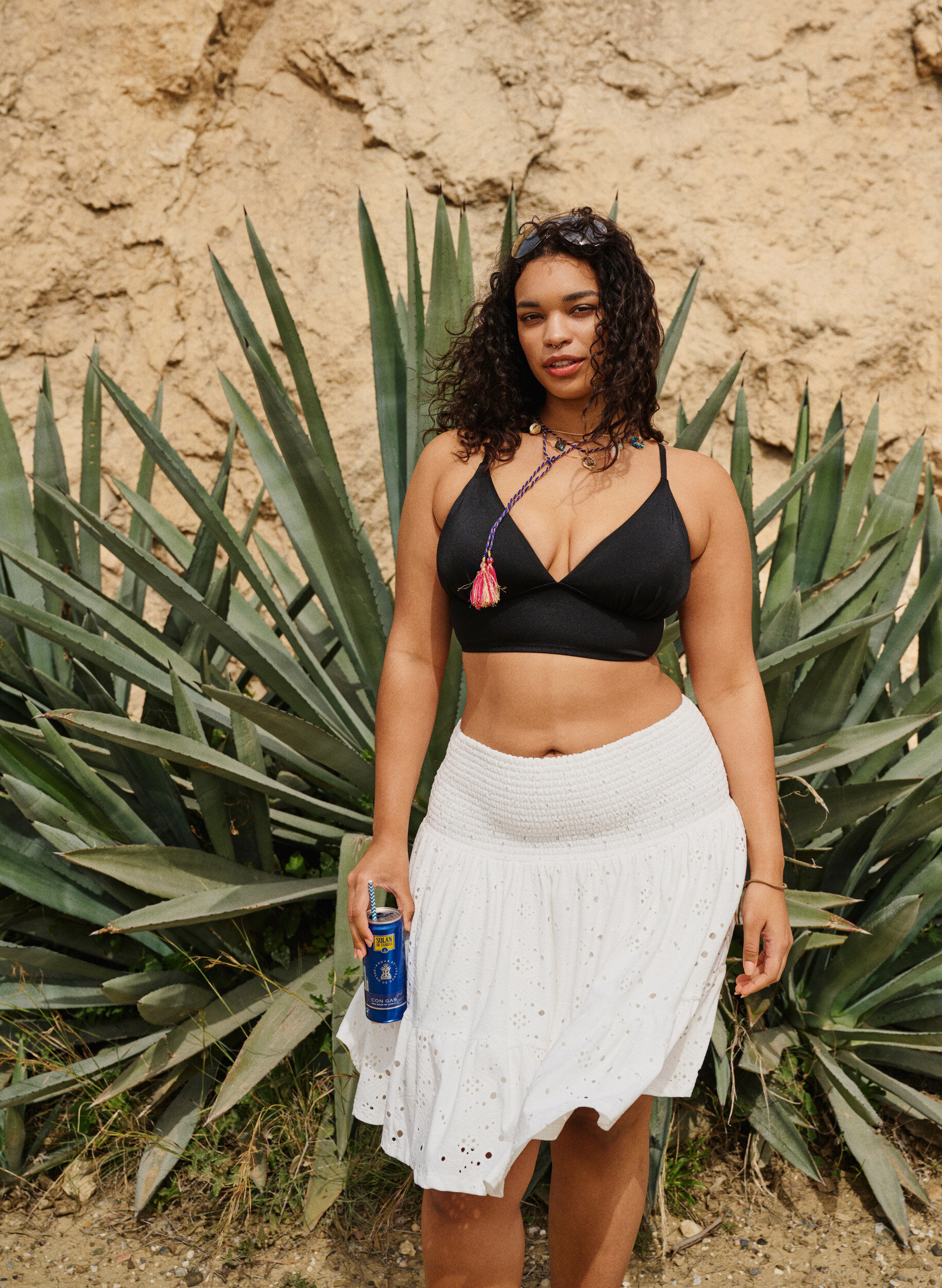 Zizzi Jupe smock avec motif &agrave; trous, Bright White, Image image number 0