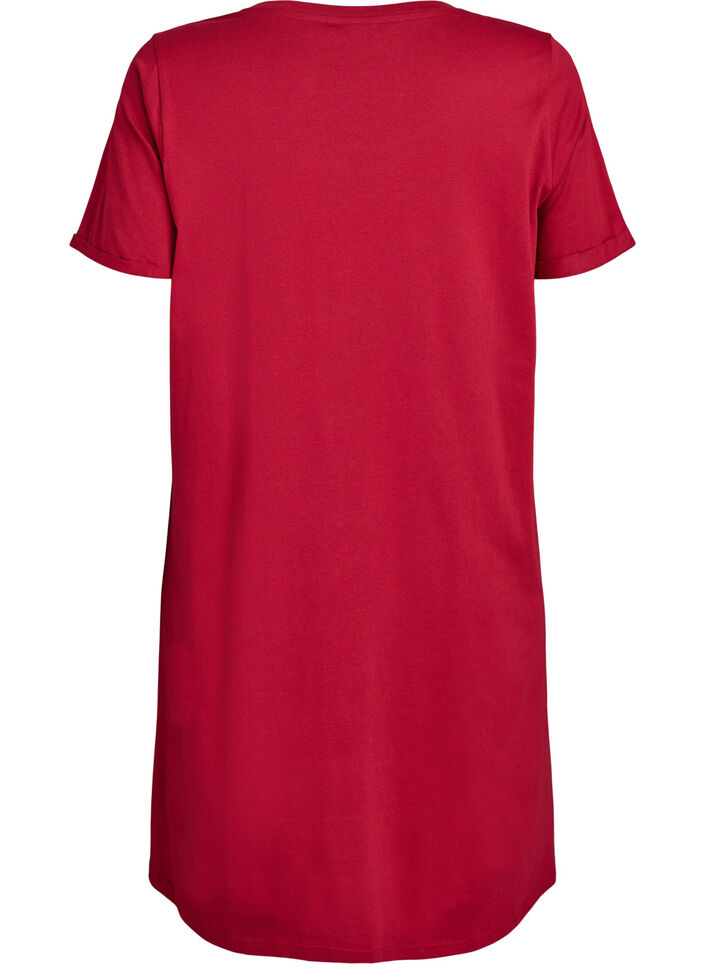 Chemise de nuit &agrave; manches courtes en coton biologique, Rouge, Packshot image number 1