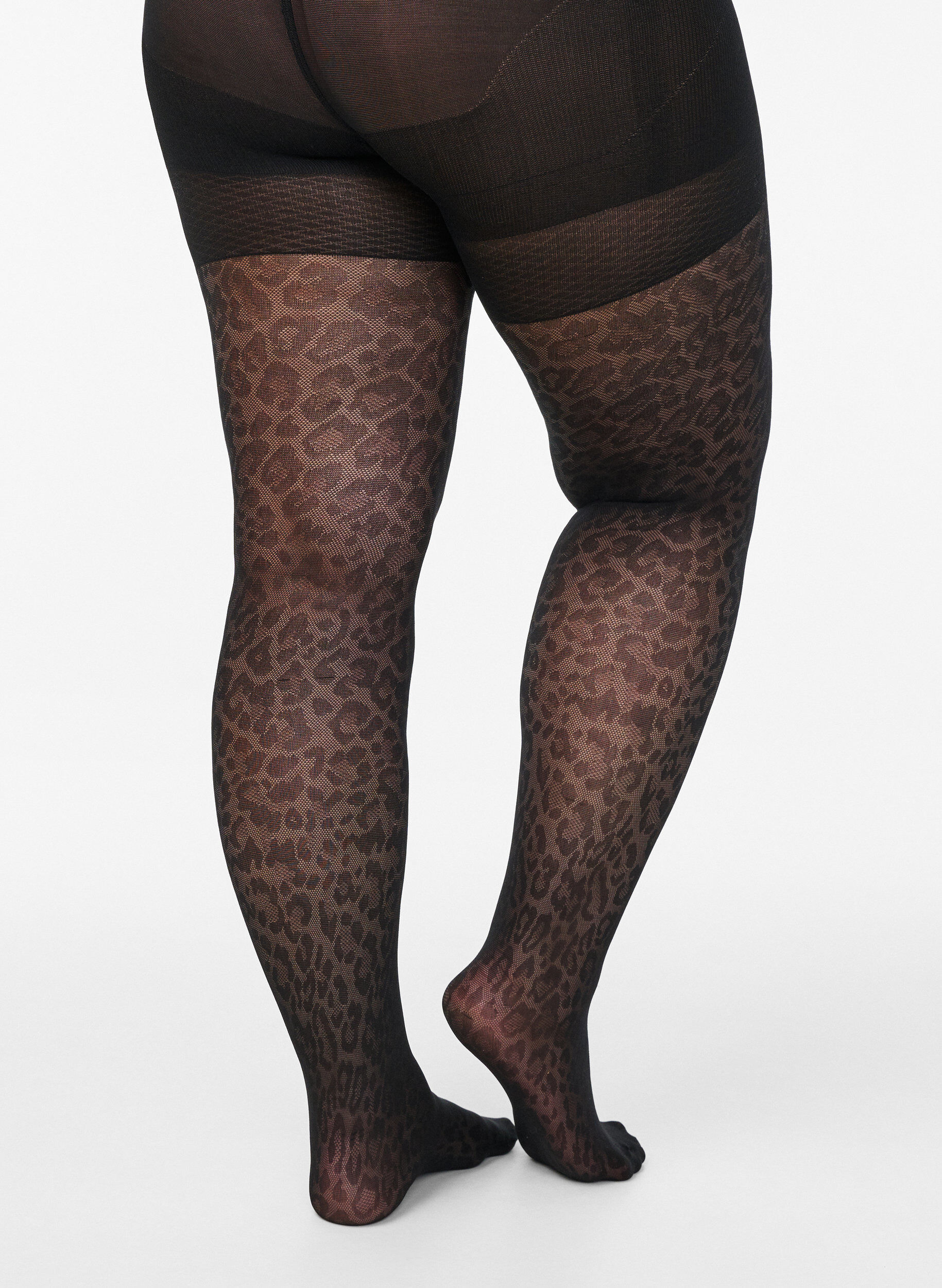 Zizzi Collants 50 deniers imprim&eacute; l&eacute;opard avec push-up, Noir, Packshot image number 1