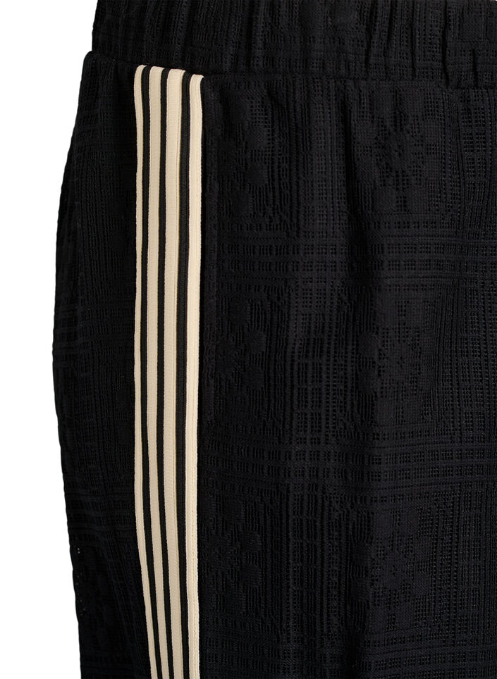 Pantalon large en dentelle avec bandes contrastantes, Noir, Packshot image number 2
