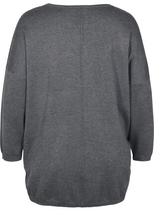 Blouse en tricot en viscose mélangée avec strass, Dark Grey Melange, Packshot image number 1