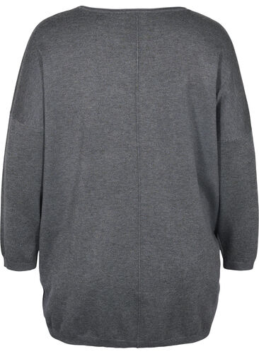 Blouse en tricot en viscose mélangée avec strass, Dark Grey Melange, Packshot image number 1