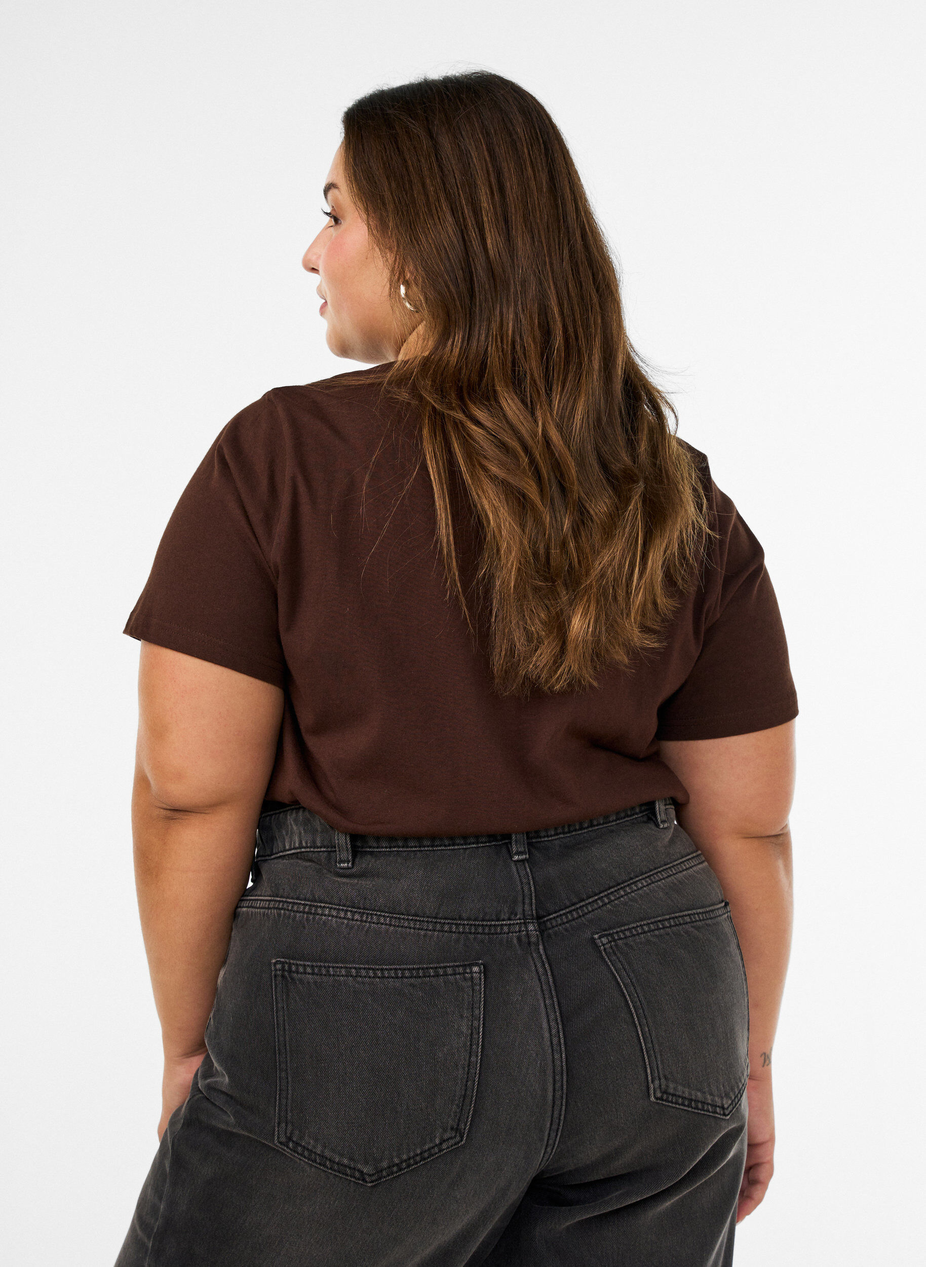 ZizziT-shirt en coton bio avec imprim&eacute;, Marron, Model image number 2