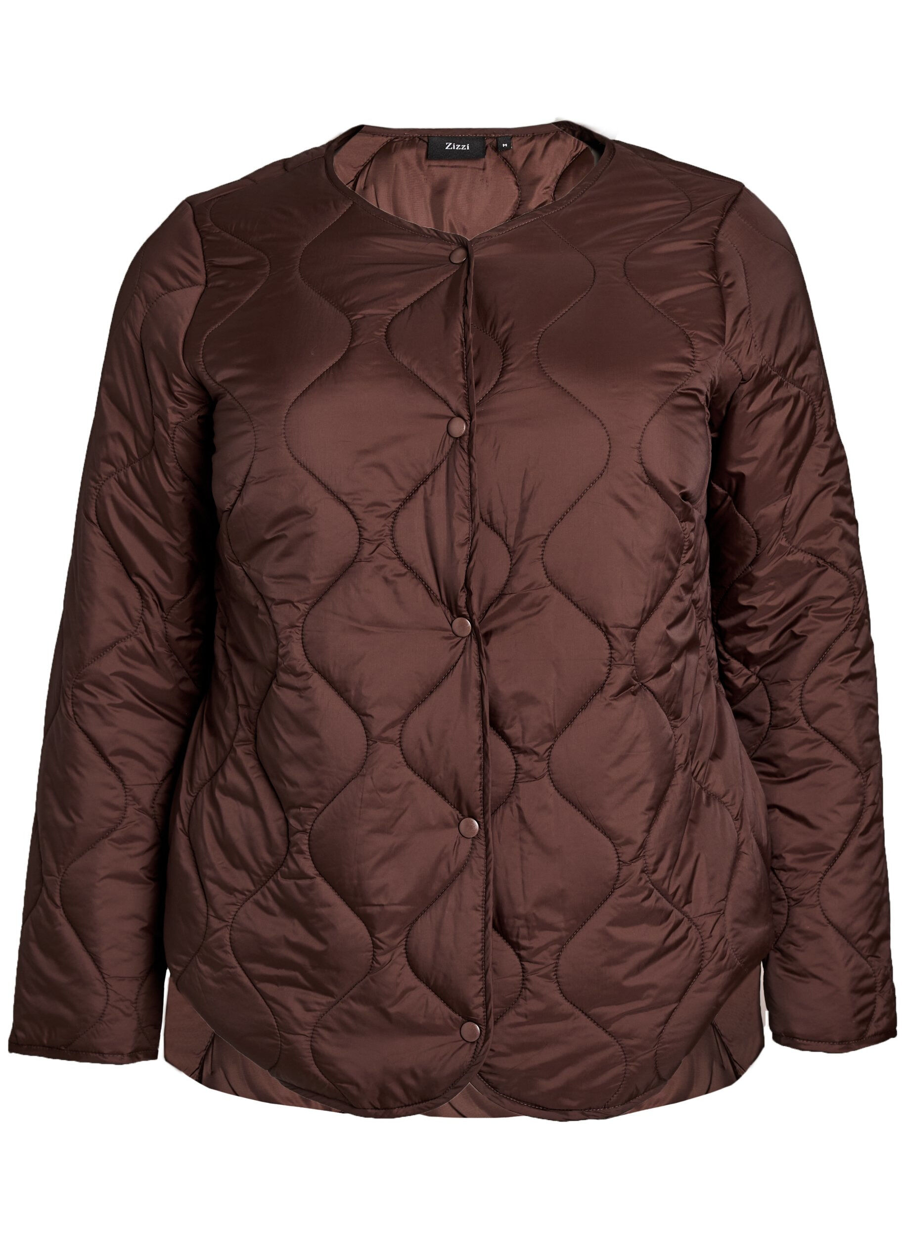ZizziVeste matelass&eacute;e avec boutons-pression et col rond, Marron, Packshot image number 0