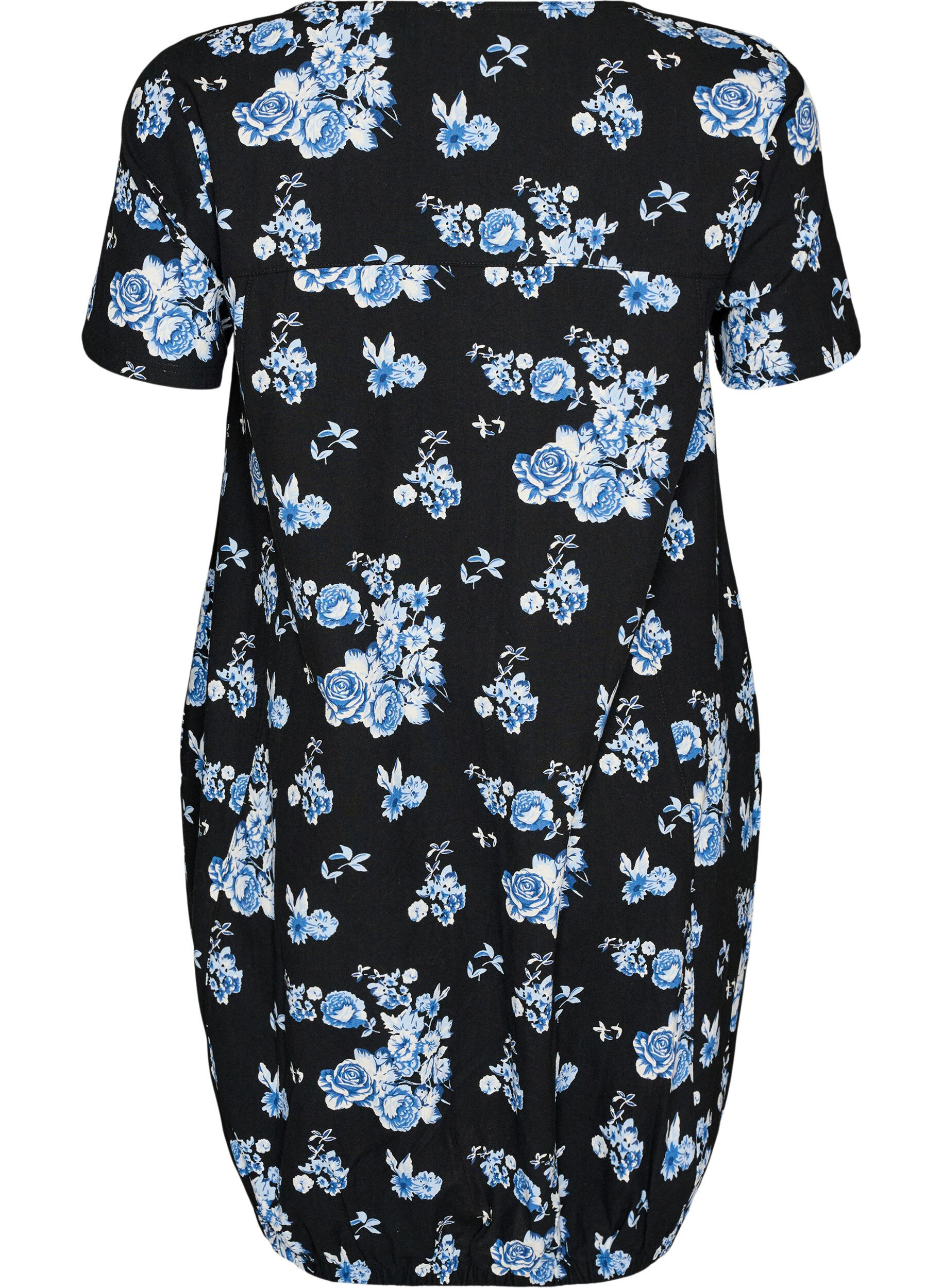ZizziRobe en coton &agrave; manches courtes avec imprim&eacute;, Noir, Packshot image number 1