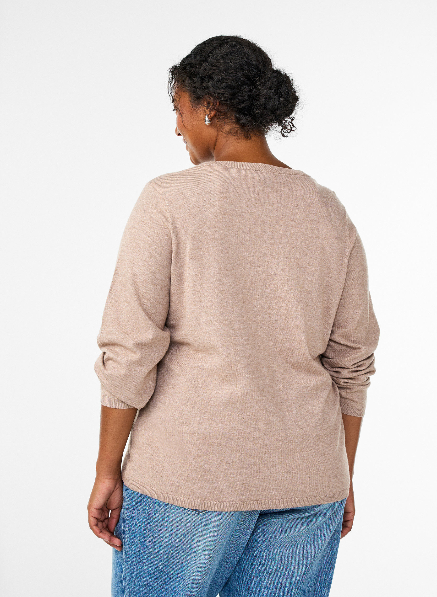 Zizzi Cardigan &agrave; boutons ronds, Beige, Model image number 2