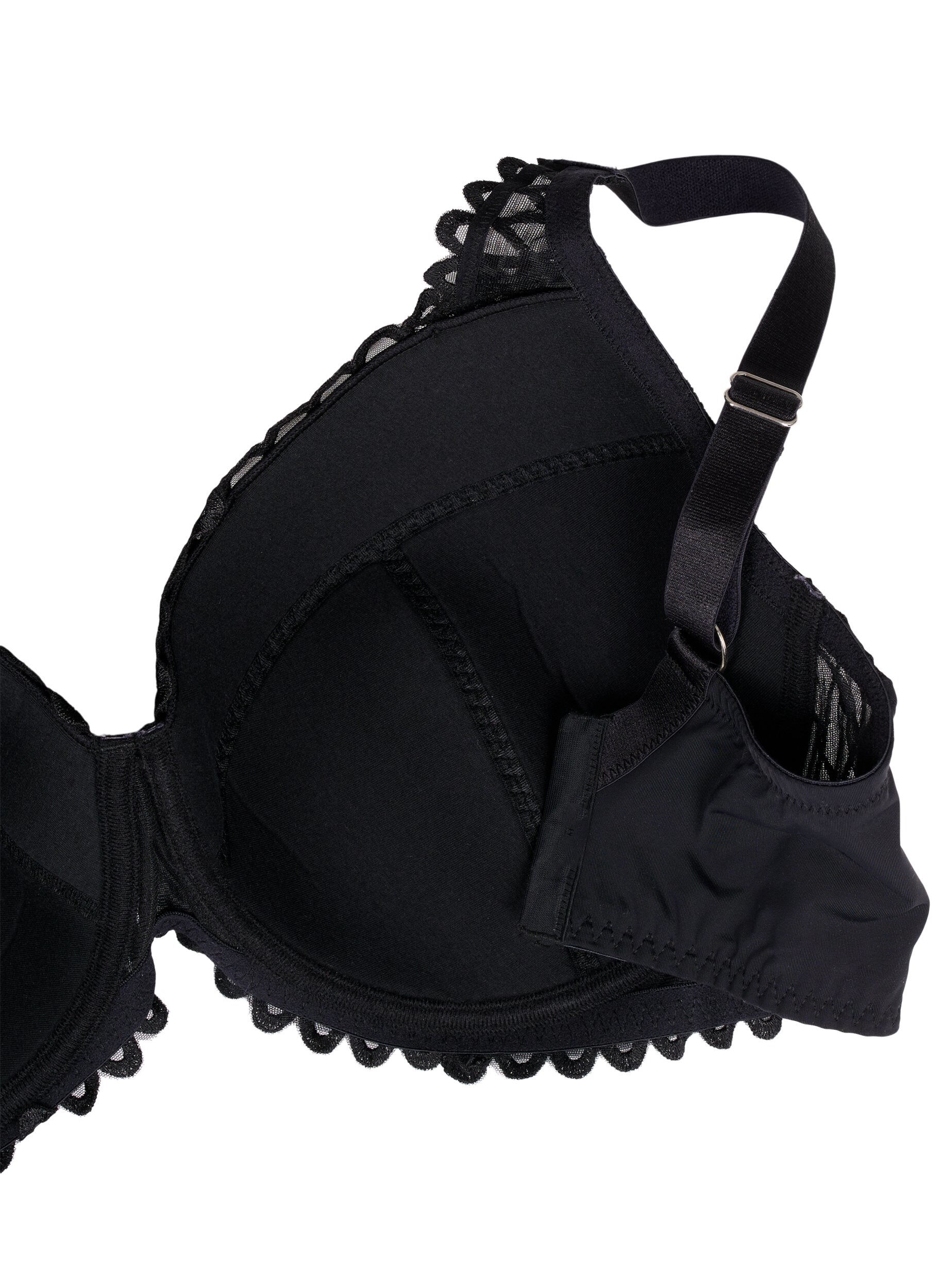 Zizzi Soutien-gorge rembourr&eacute; avec armature et d&eacute;tails en dentelle, Noir, Packshot image number 3