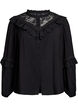 Blouse en viscose avec dentelle et volants, Noir, Packshot image number 0