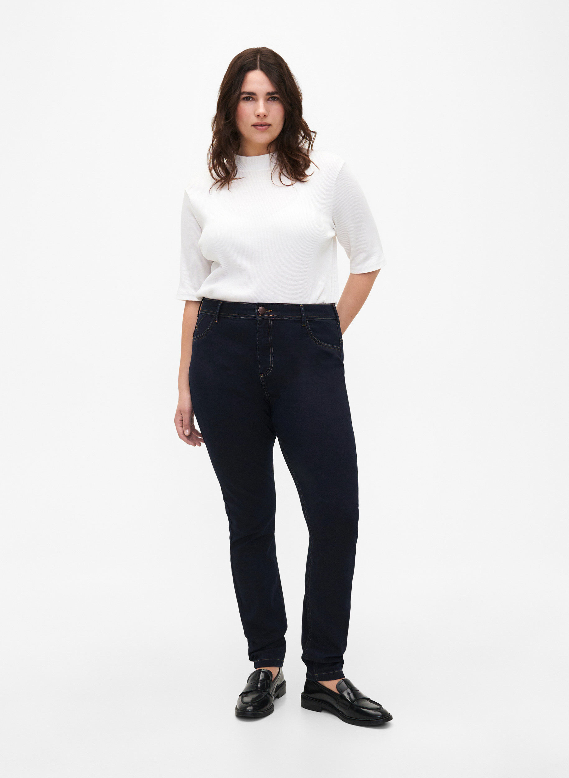 Zizzi Jean Amy coupe extra slim taille haute, Bleu, Model image number 0