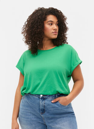 T-shirt à manches courtes en mélange de coton, Kelly Green, Model image number 0