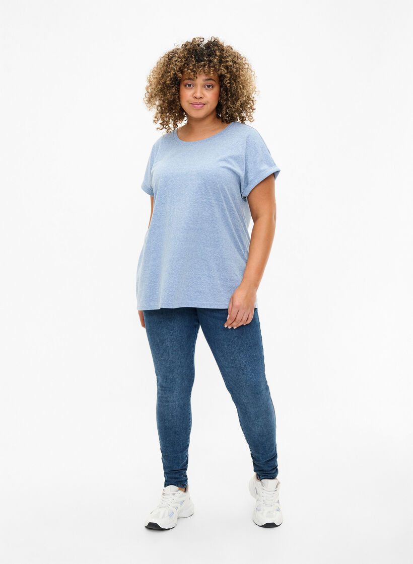 T-shirt m&eacute;lang&eacute; &agrave; manches courtes, Bleu, Model image number 1