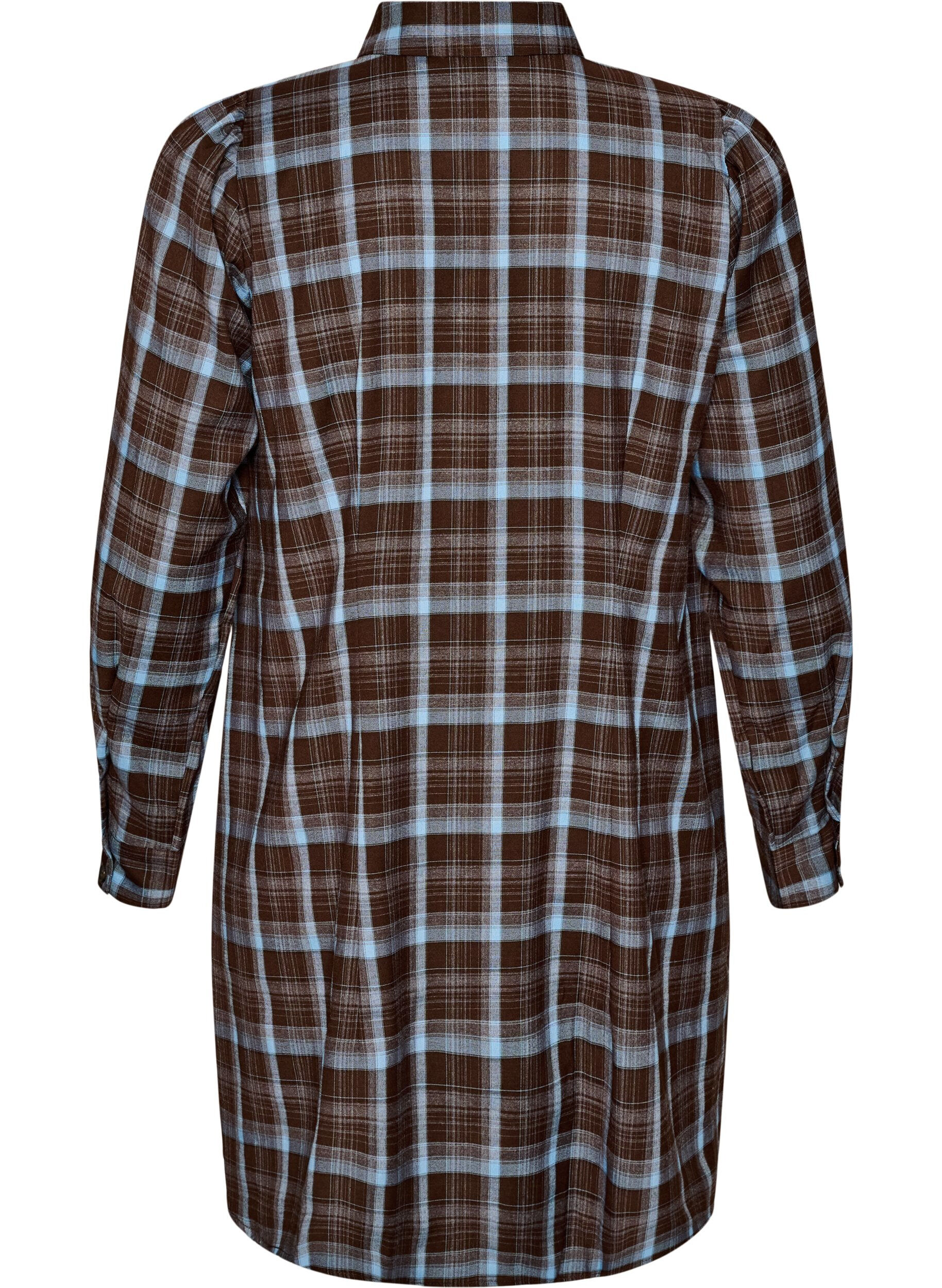 ZizziRobe-chemise mi-longue avec un motif &agrave; carreaux, Marron, Packshot image number 1