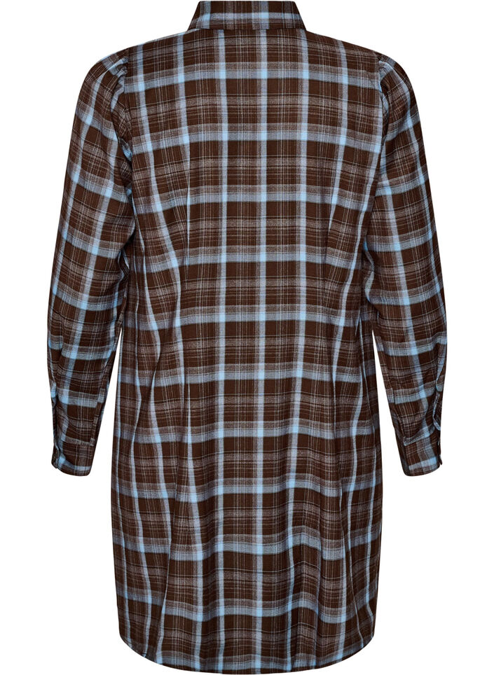 Robe-chemise mi-longue avec un motif &agrave; carreaux, Marron, Packshot image number 1