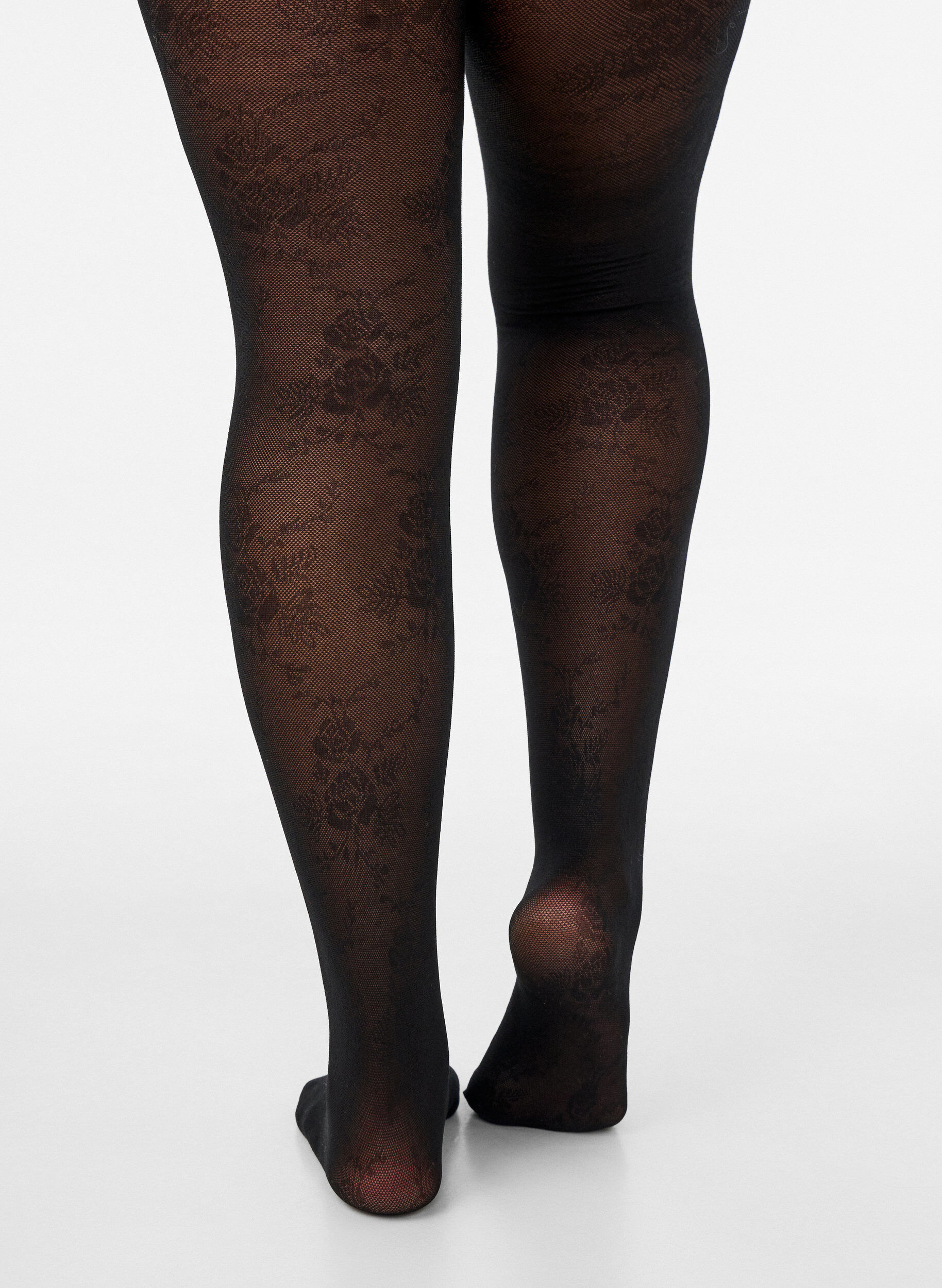 ZizziCollant 30 deniers &agrave; motif floral, Noir, Model image number 3