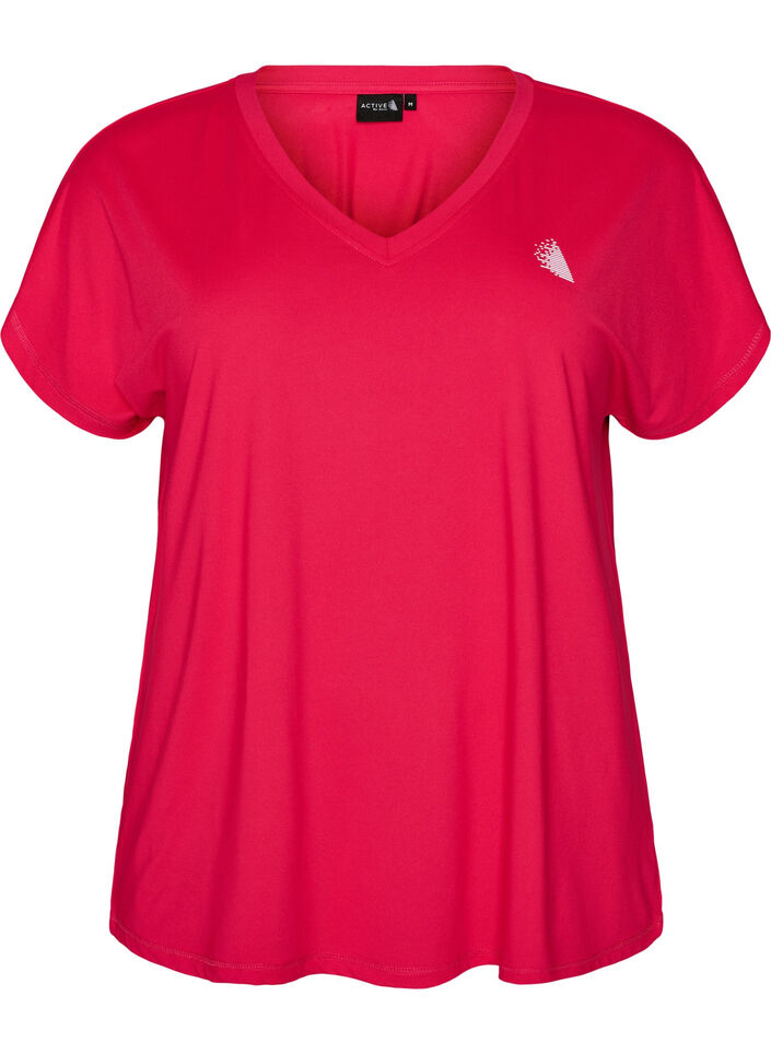 T-shirt d&rsquo;entra&icirc;nement ample avec col en V, Rose, Packshot image number 0