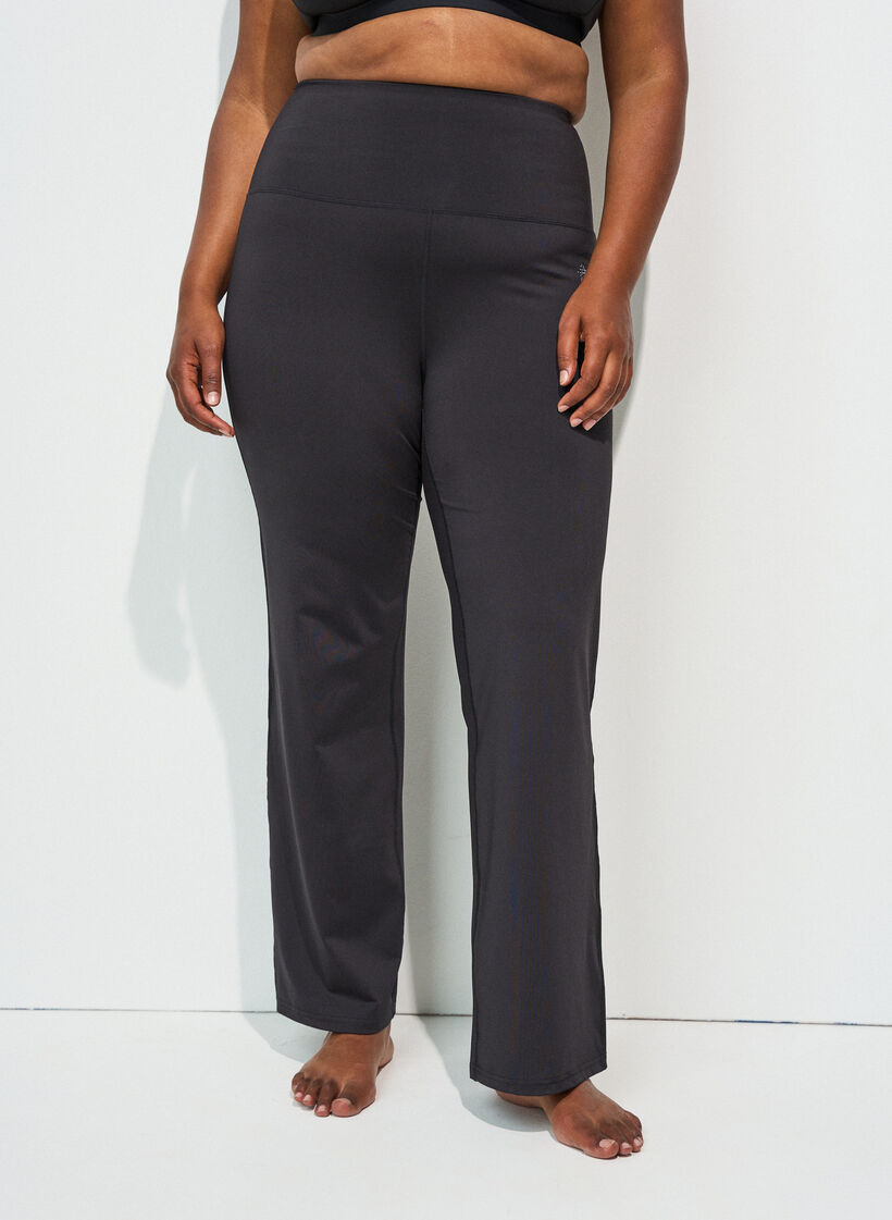 Pantalon de training &eacute;vas&eacute; taille haute, Noir, Model image number 0