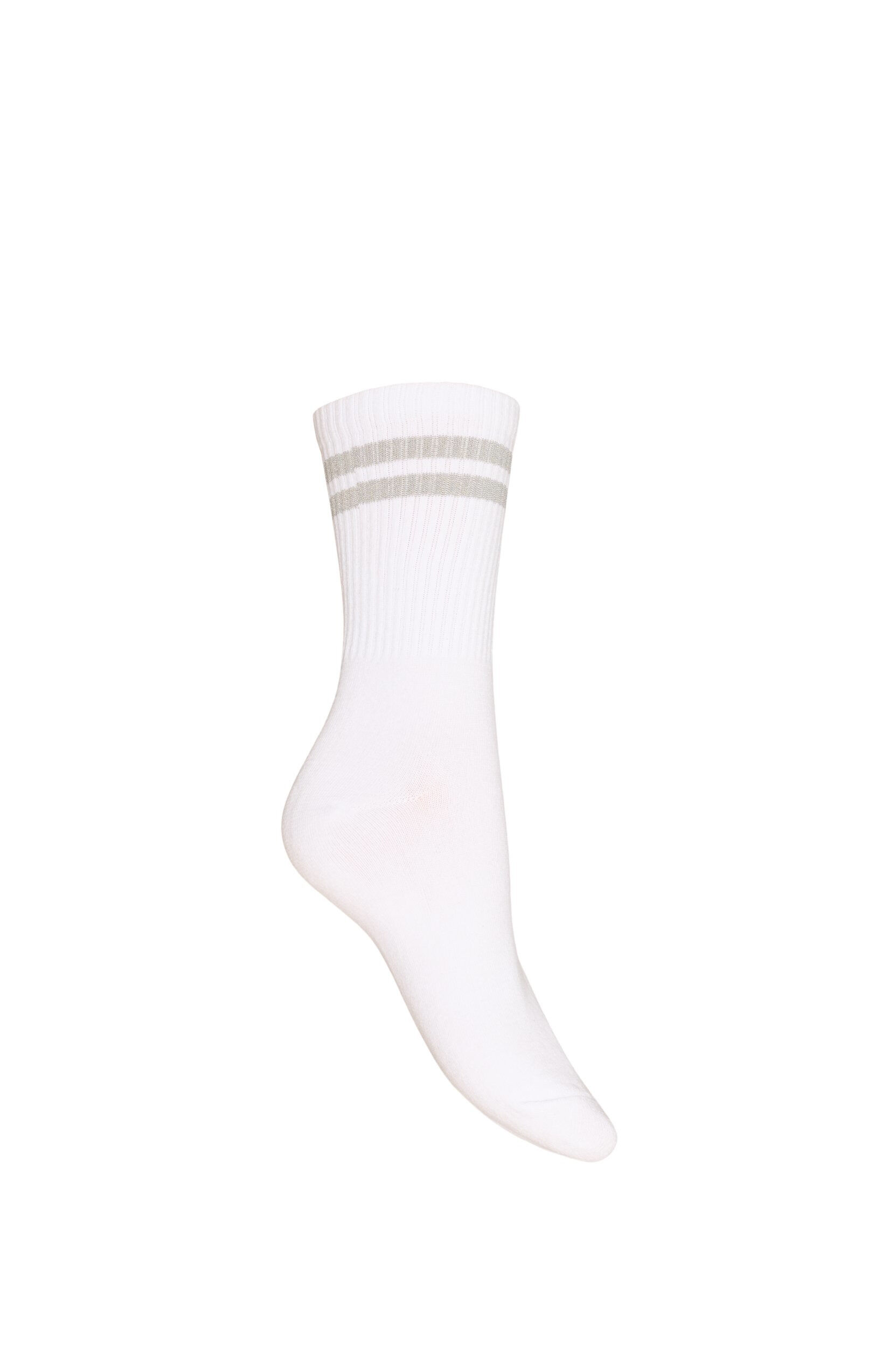 ZizziChaussettes ray&eacute;es en coton, Blanc, Packshot image number 1