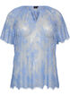 Blouse en dentelle &agrave; manches courtes avec lien &agrave; nouer, Mauve, Packshot image number 0