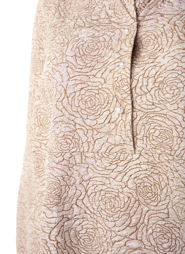 Robe courte en jacquard avec motif floral, Stucco, Packshot image number 2