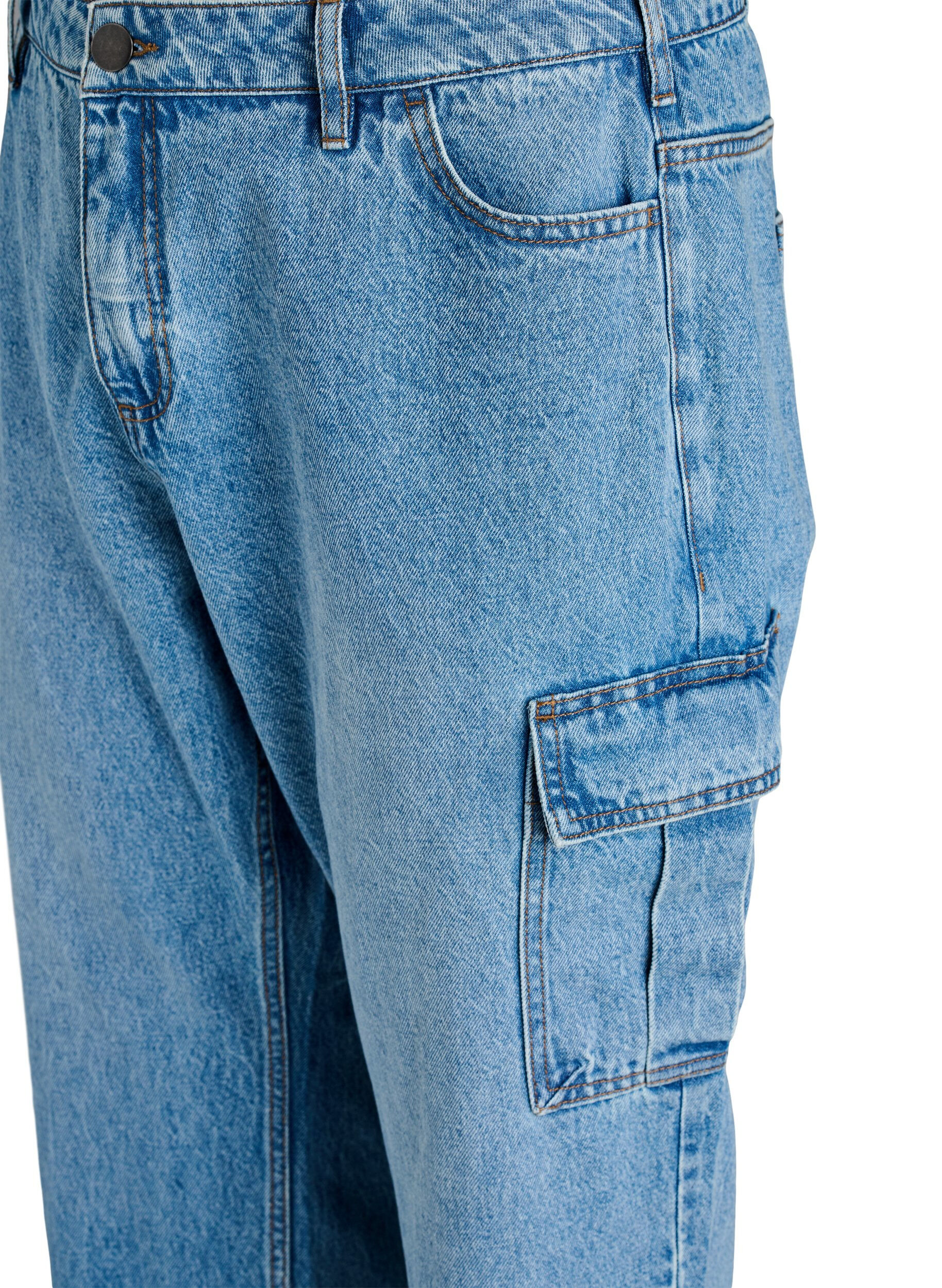 Zizzi Jean cargo &agrave; coupe ample et taille haute, Light Blue, Packshot image number 2