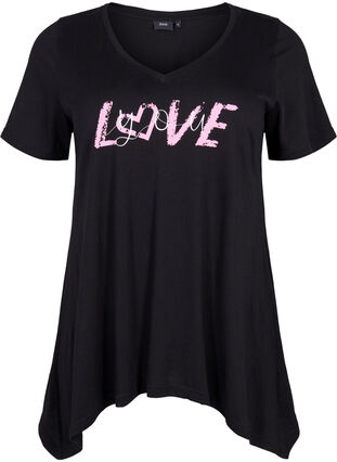 T-shirt en coton à manches courtes, Black LOVE, Packshot image number 0