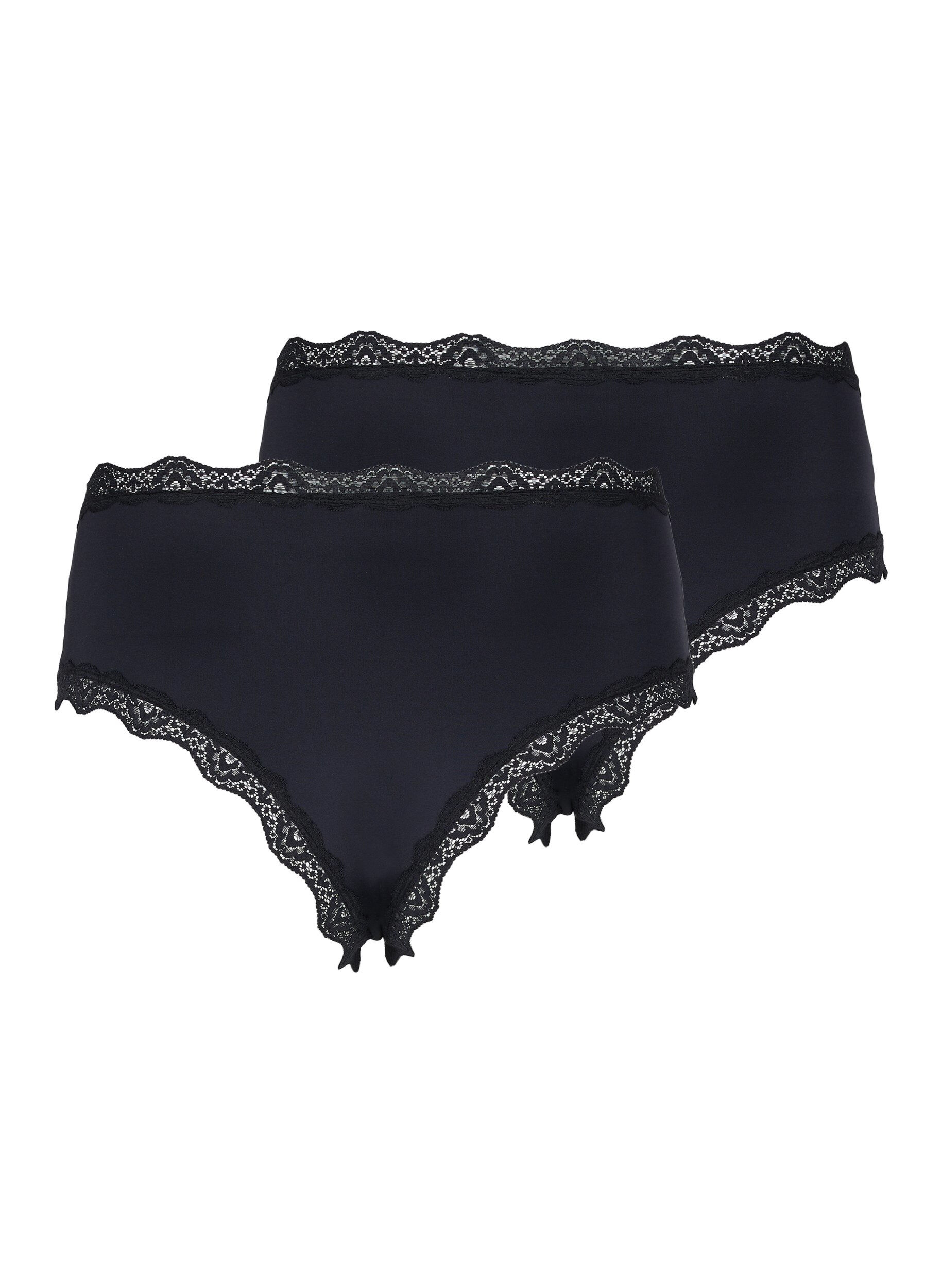 Zizzi 2-pack slip br&eacute;silien avec de la dentelle, Black, Packshot image number 1