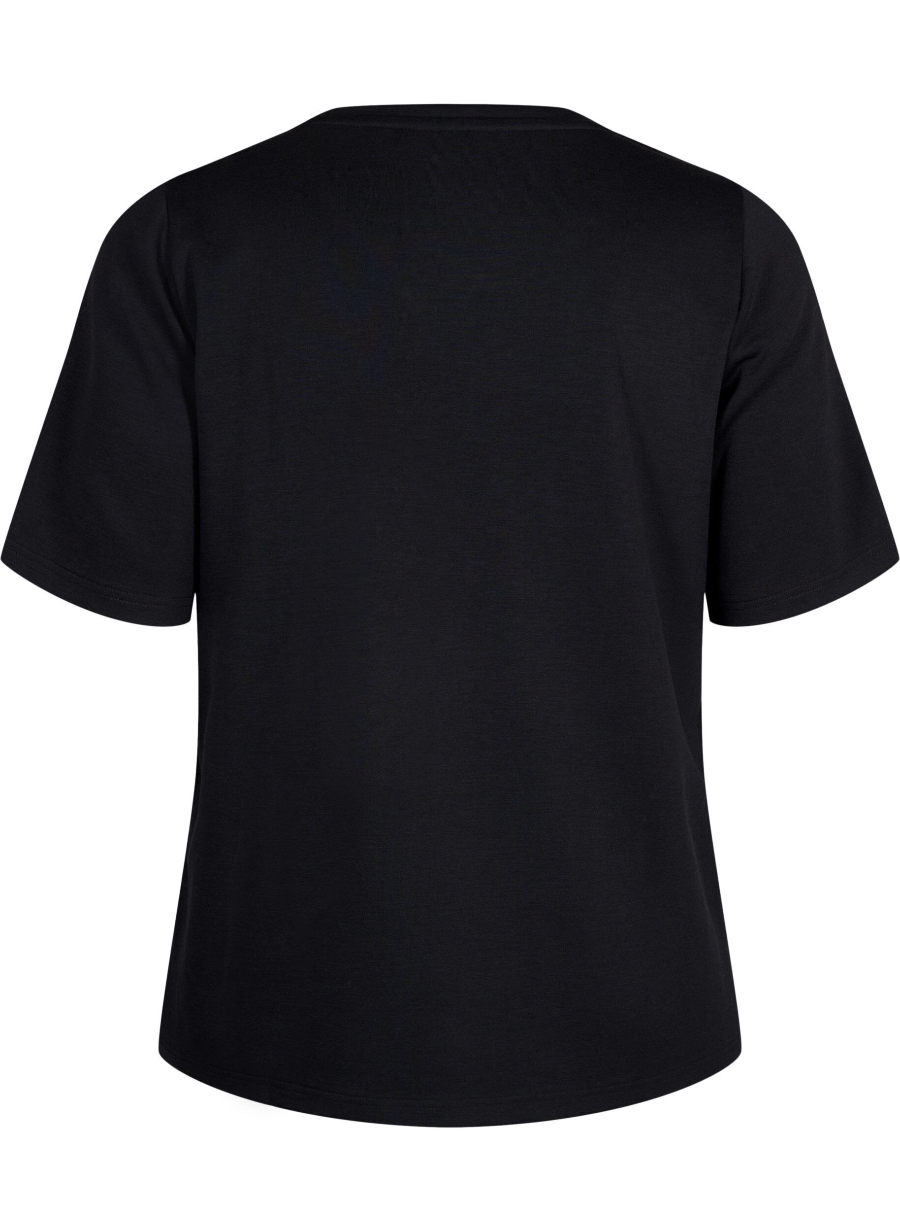ZizziT-shirt en modal m&eacute;lang&eacute;, Noir, Packshot image number 1