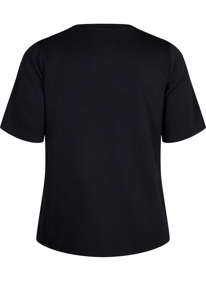 T-shirt en modal m&eacute;lang&eacute;, Noir, Packshot image number 1