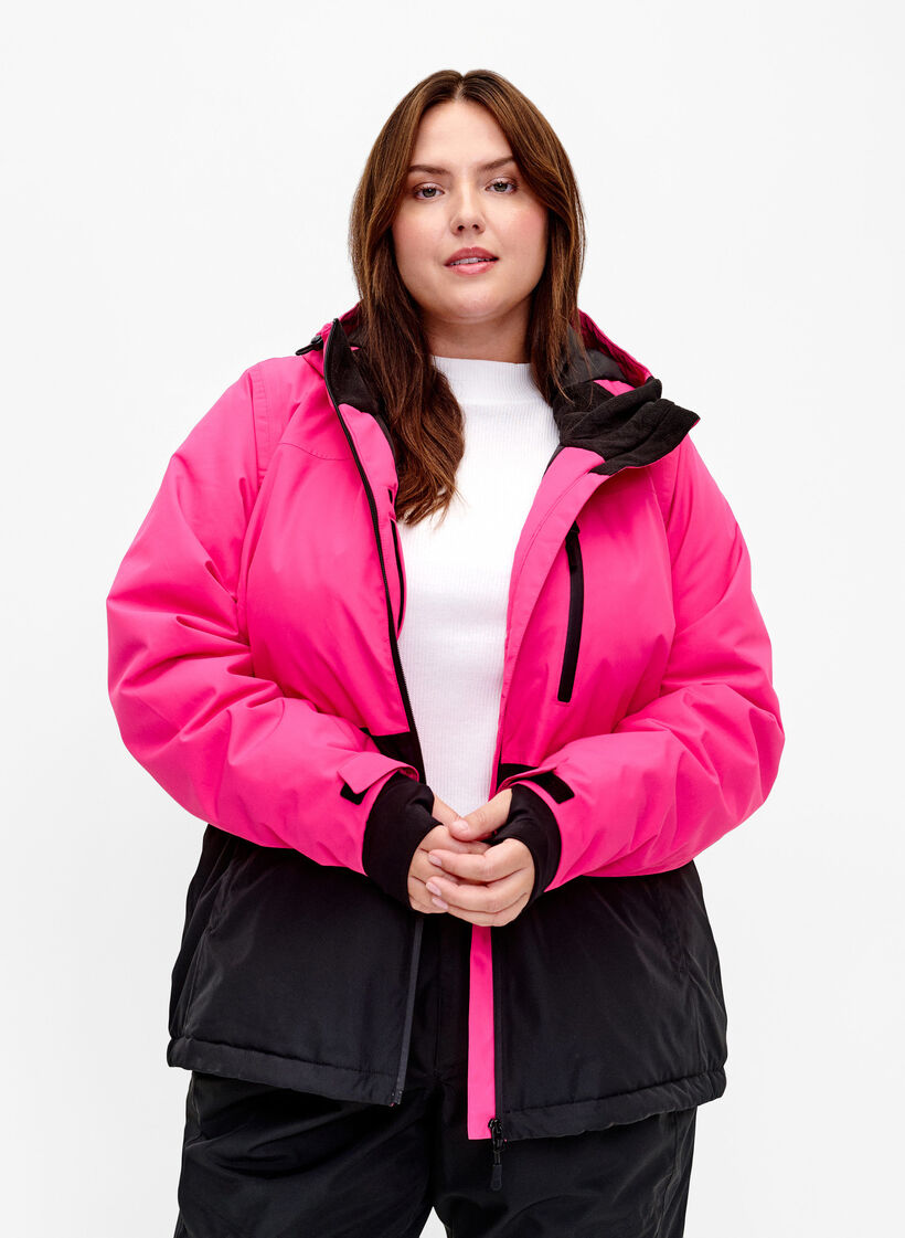 Veste de ski bicolore avec capuche, Fuchsia Purple Comb, Model image number 0