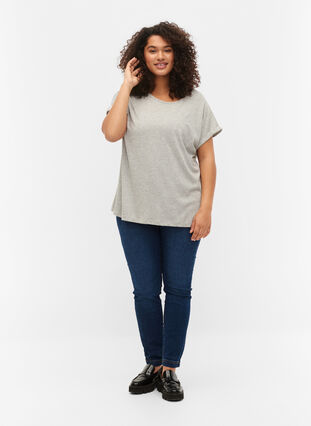 T-shirt à manches courtes en coton mélangé, Heather Grey Mél, Model image number 2
