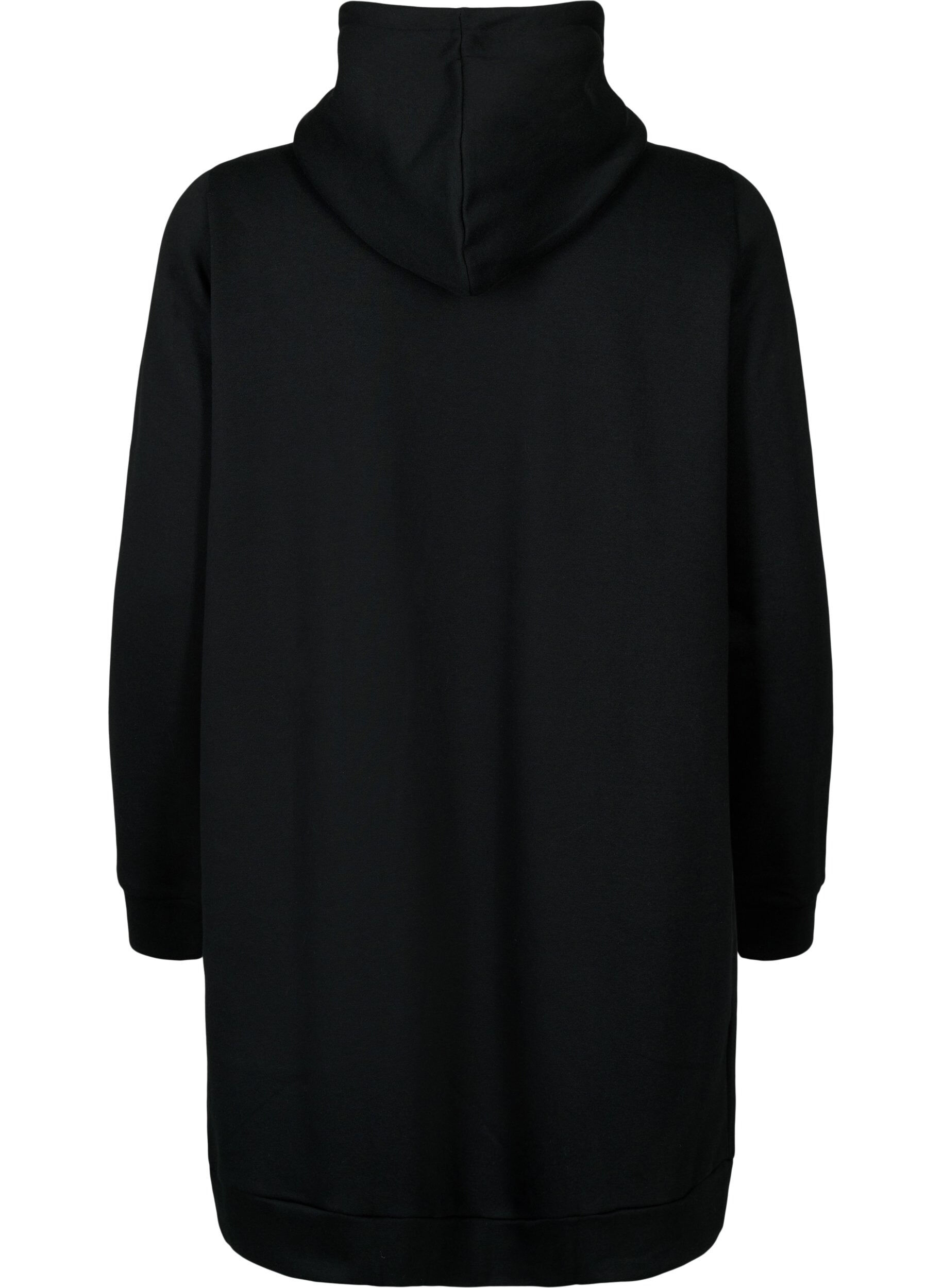 Zizzi Robe pull de style sportif avec capuche, Black/Grey, Packshot image number 1