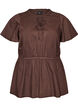 Blouse en coton avec lien &agrave; nouer et taille &eacute;lastiqu&eacute;e, Marron, Packshot image number 0