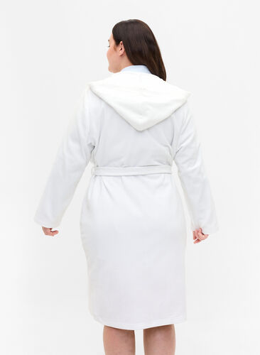 Robe de chambre avec capuche et poches, Cloud Dancer, Model image number 1