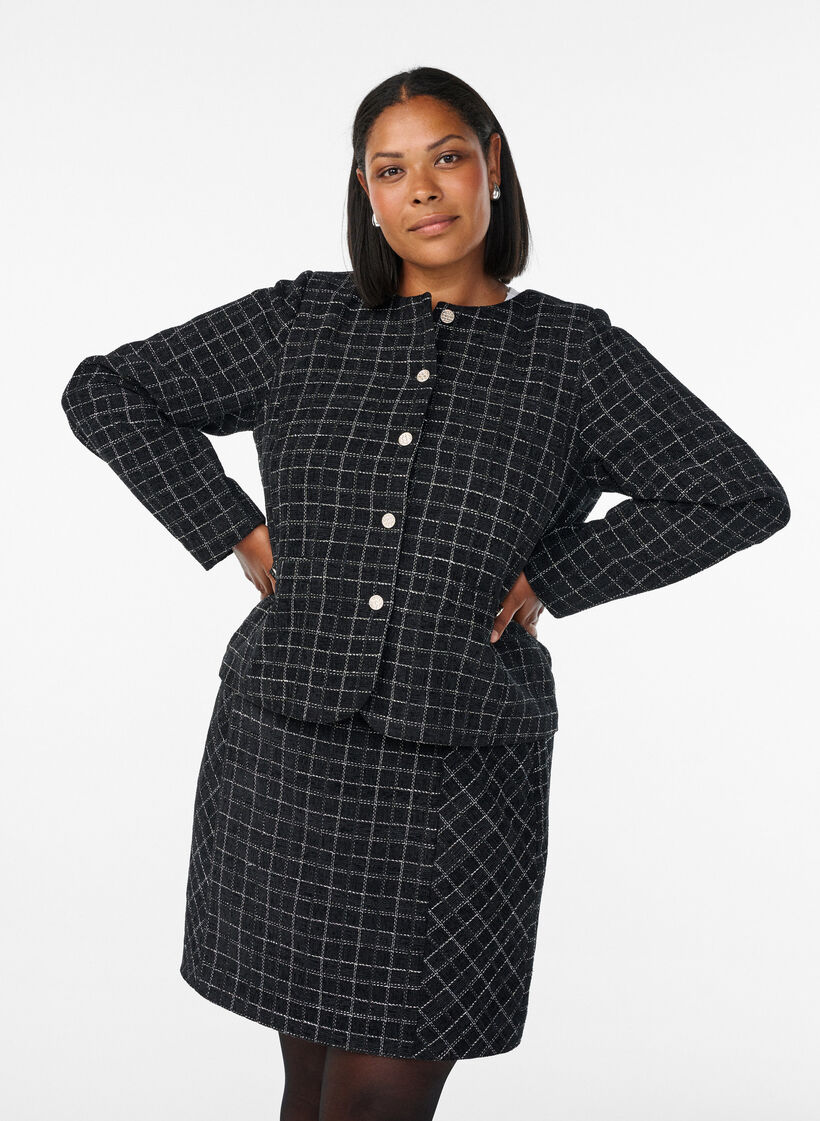 Jupe à carreaux, Noir, Model image number 0