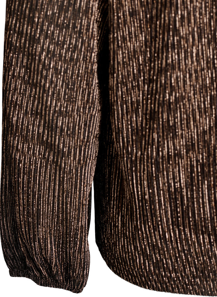 Blouse de soirée à rayures pailletées et manches longues, Noir, Packshot image number 3