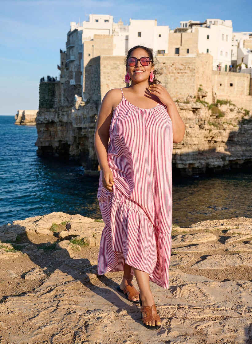 Robe d'&eacute;t&eacute; &agrave; rayures et &agrave; forme en A, Rose, Image image number 0