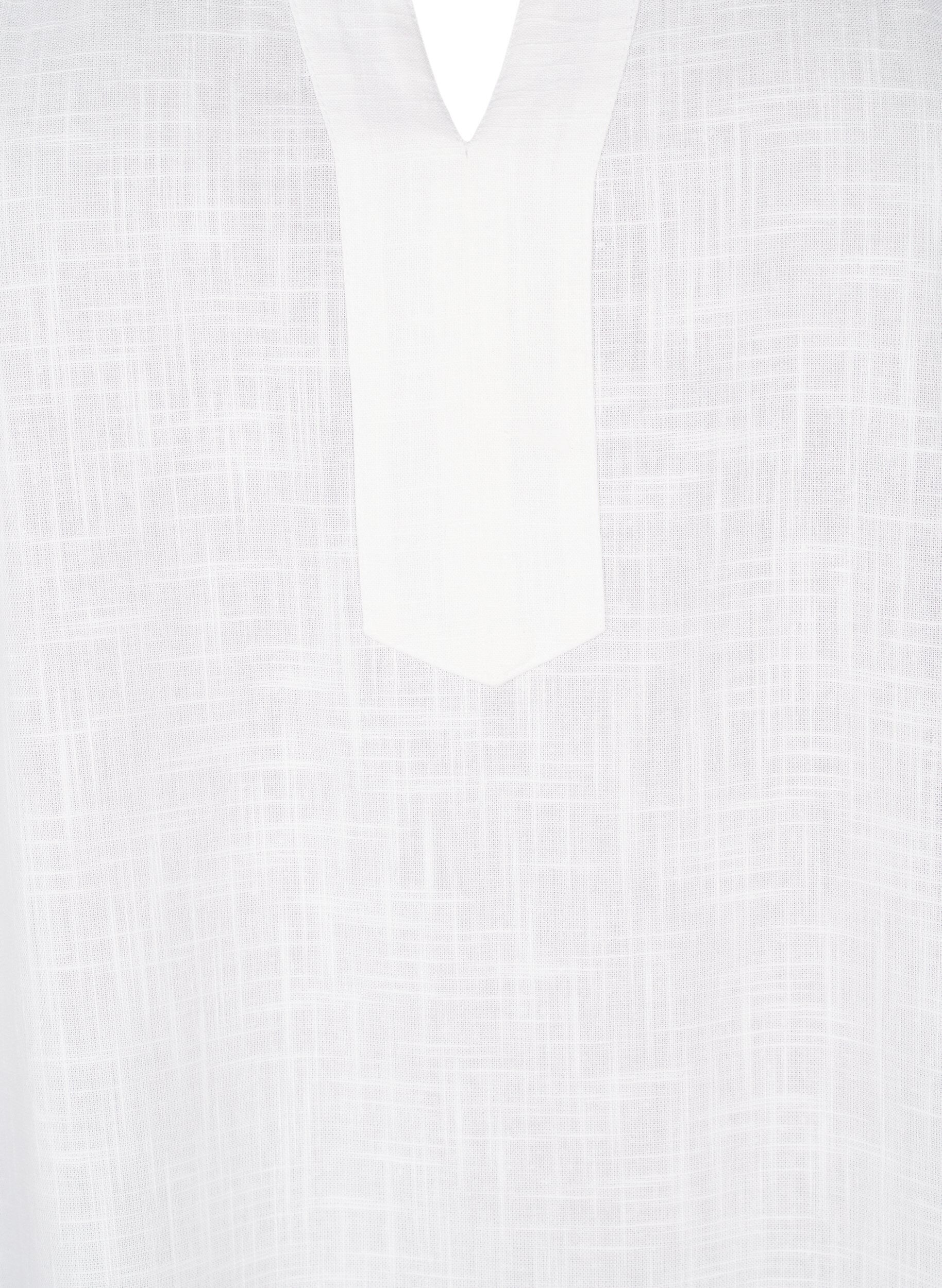 Zizzi Tunique en coton avec col en V, Blanc, Packshot image number 2