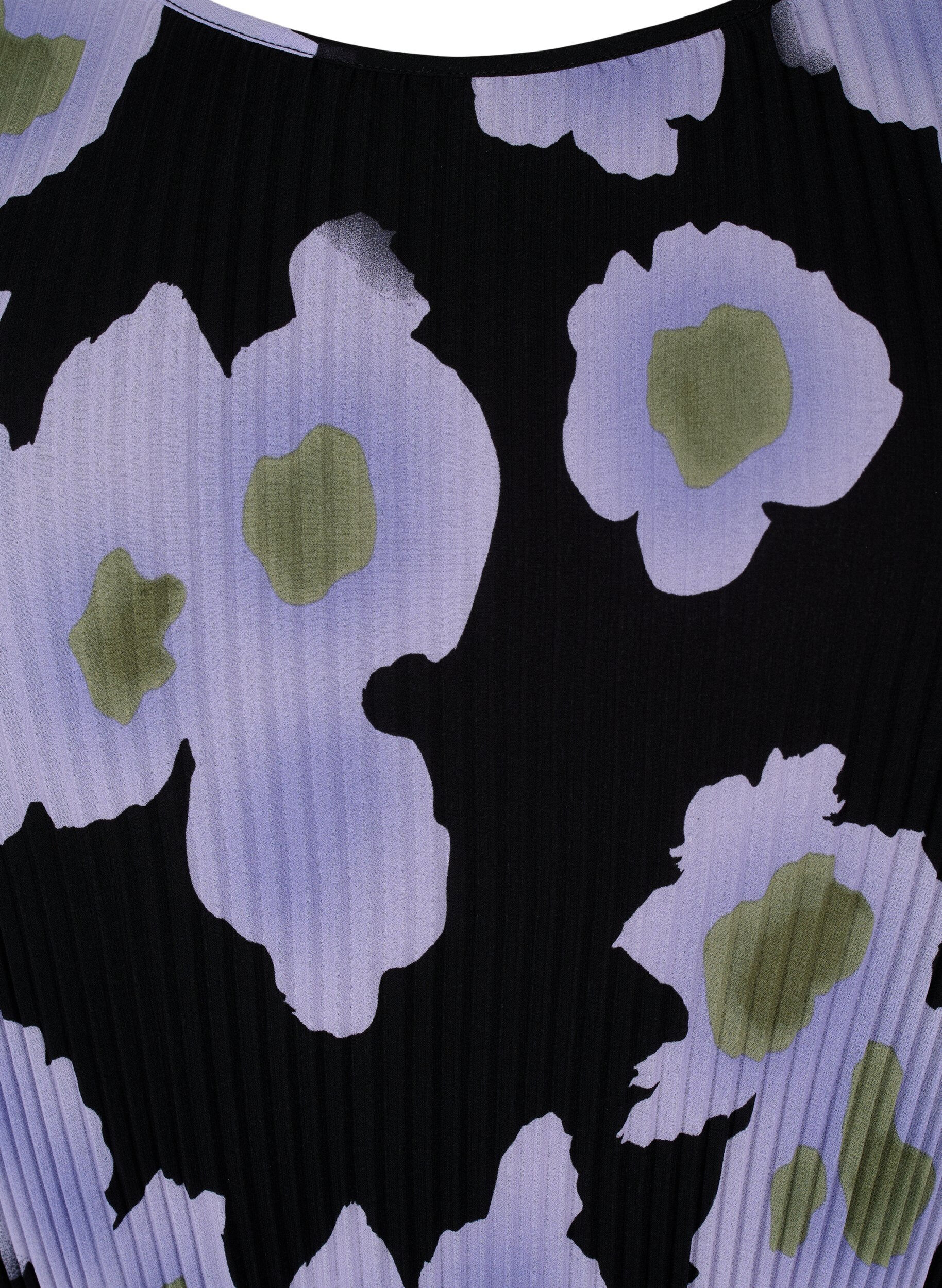 Zizzi Robe pliss&eacute;e imprim&eacute;e avec lien &agrave; nouer, Black w. Floral, Packshot image number 2