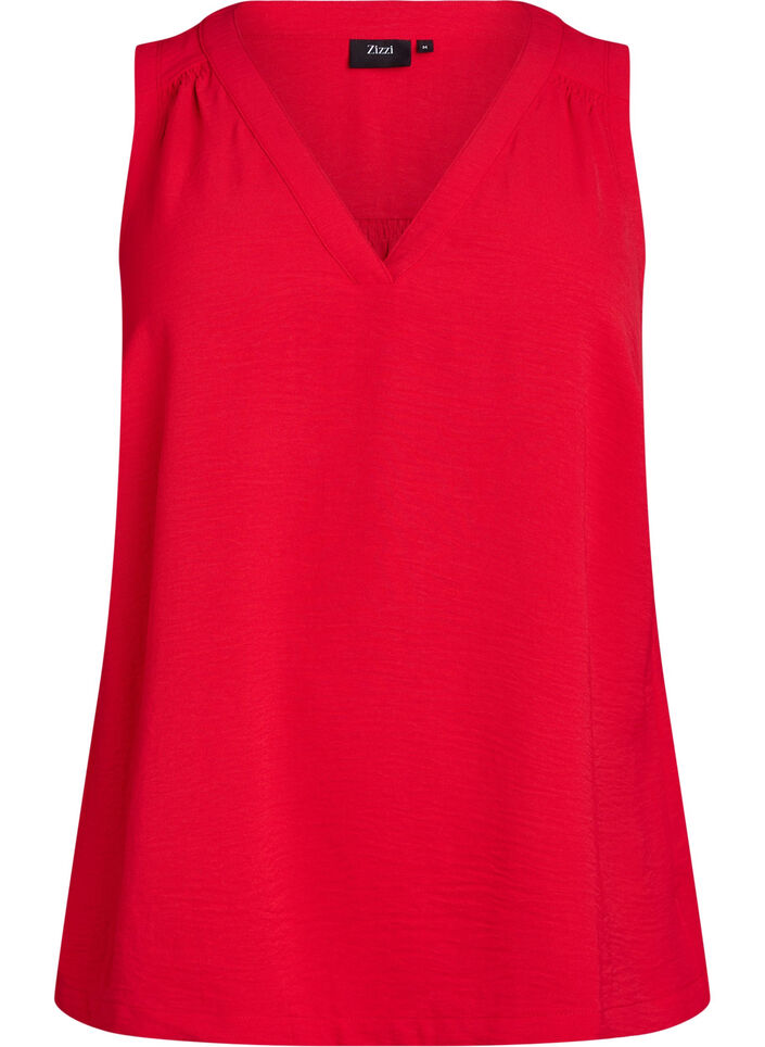 Haut sans manches effet froiss&eacute;, Rouge, Packshot image number 0