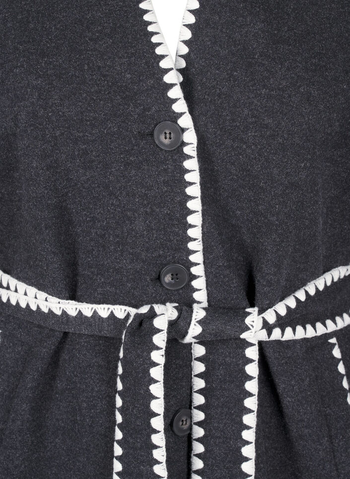 Manteau à bords contrastés, Dark Grey Melange, Packshot image number 2