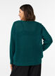 Blouse en maille avec motif ajour&eacute; textur&eacute;, Vert fonc&eacute;, Model image number 2