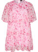 Robe courte effet mousseline &agrave; imprim&eacute; floral et volants &eacute;tag&eacute;s, Rose, Packshot image number 0
