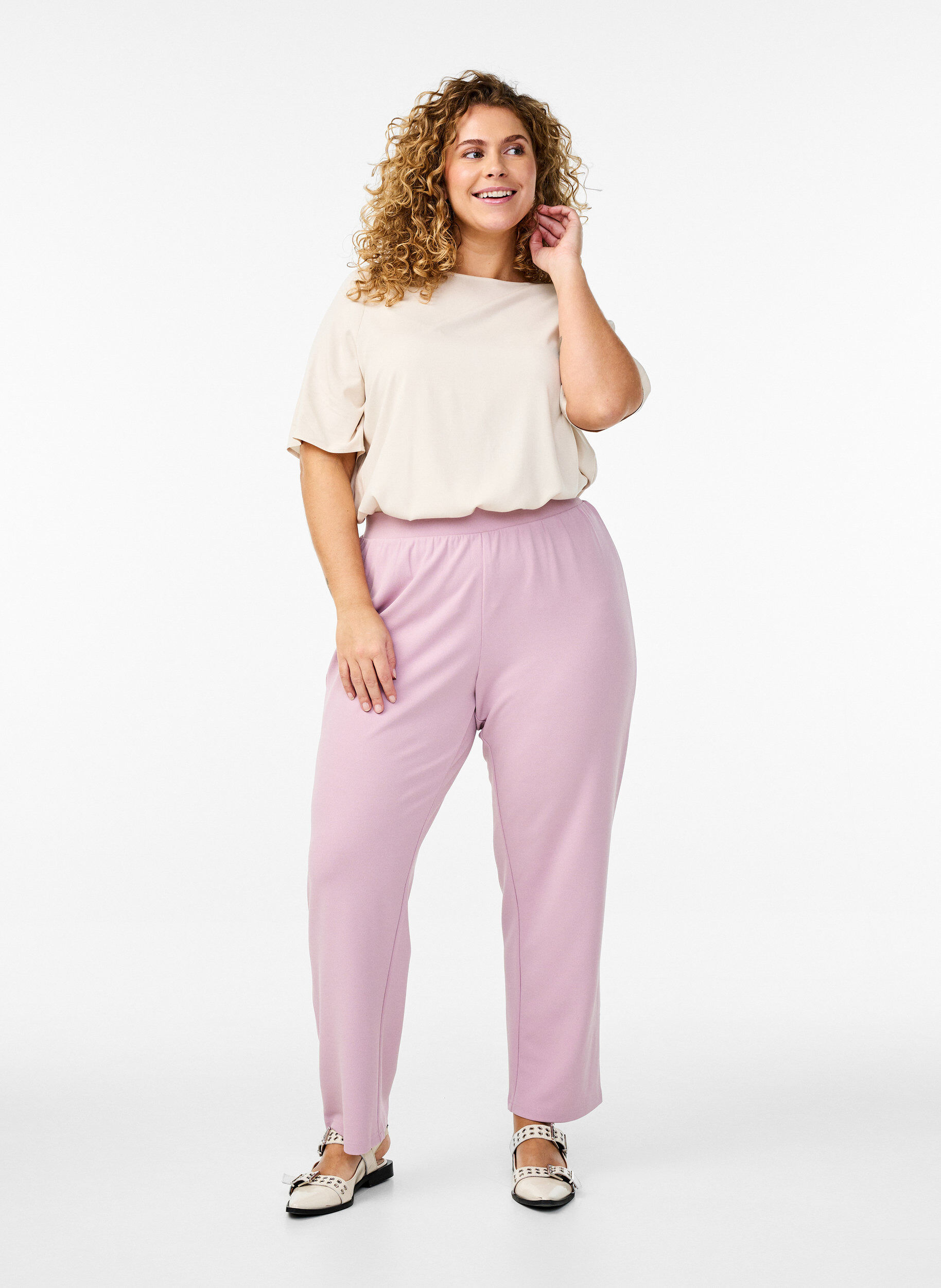 FLASH - Pantalon &agrave; coupe droite, Rose poudr&eacute;e, Model
