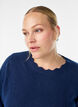 Blouse en maille &agrave; bords ondul&eacute;s, Bleu, Model image number 3