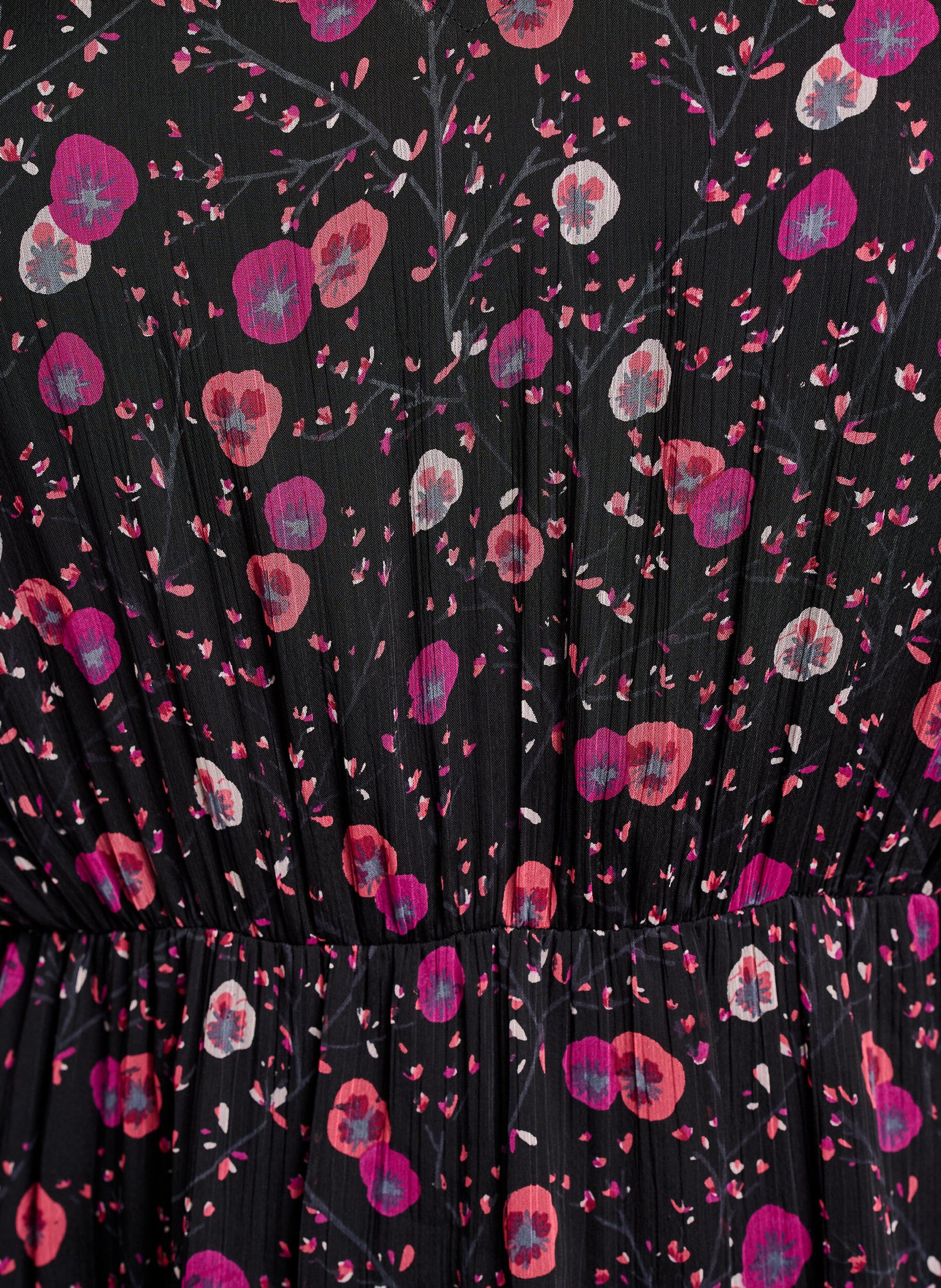 ZizziRobe en mousseline &agrave; imprim&eacute; floral et manches longues, Noir, Packshot image number 2