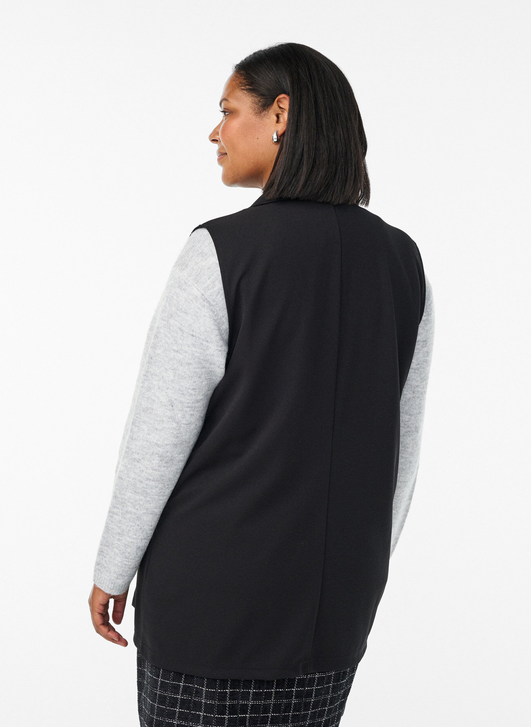 Zizzi Gilet blazer avec revers classiques, Noir, Model image number 2