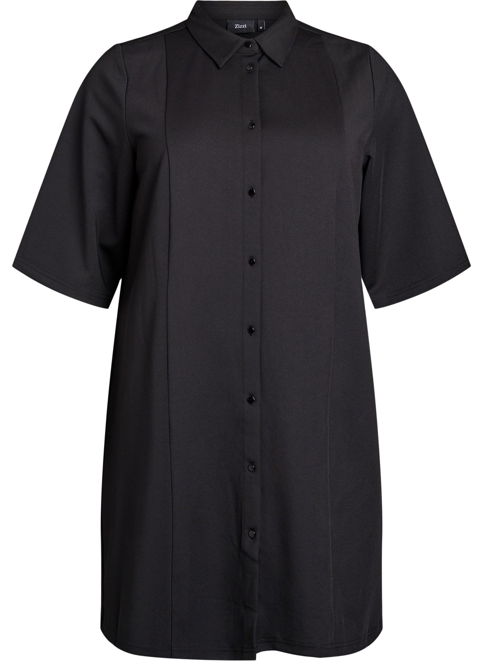 Robe chemise courte &agrave; manches 3/4