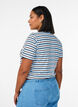 T-shirt en coton à rayures, Bleu, Model image number 2
