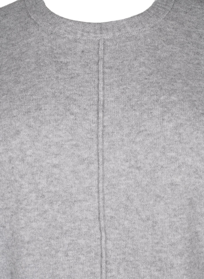 Chemisier en maille à col rond et couture centrale, Light Grey Melange, Packshot image number 2