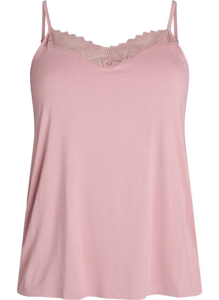 Top avec d&eacute;tails en dentelle et bretelles spaghetti, 1342, Packshot image number 0